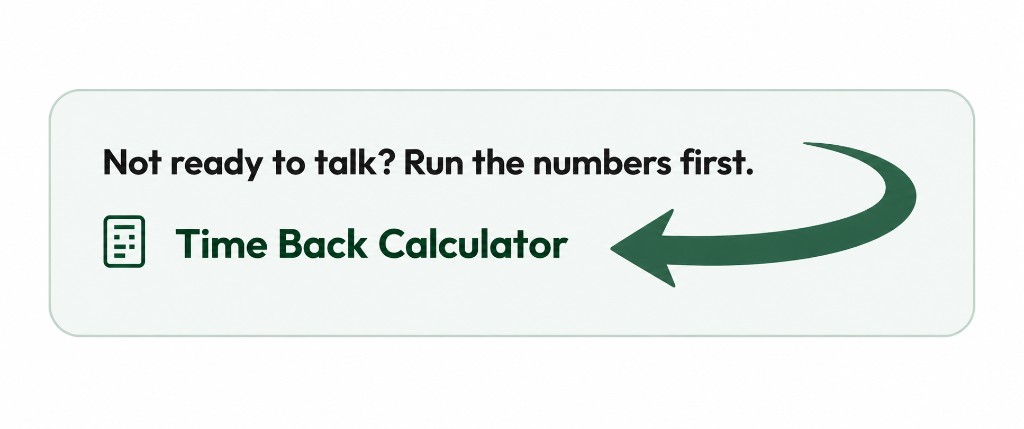 Not ready to talk? Run the numbers first — Time Back Calculator